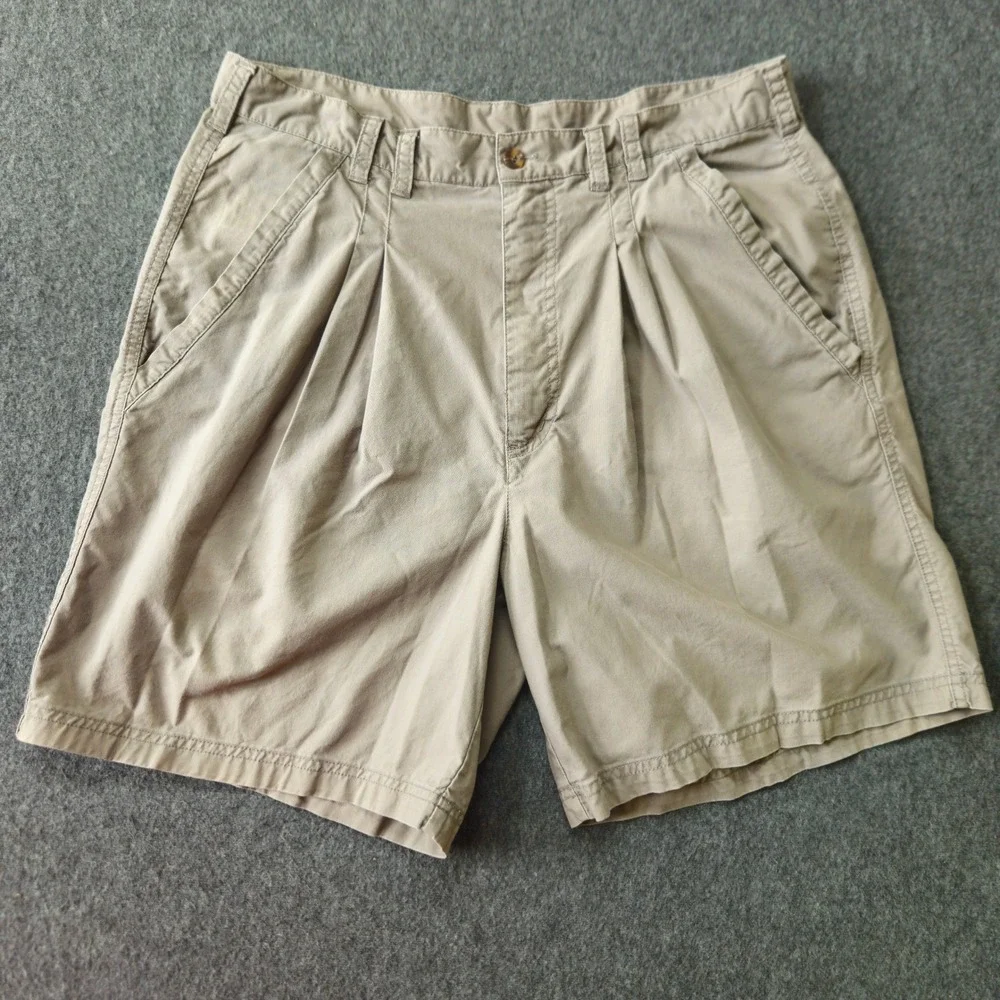 WOOLRICH Fieldstone PLEATED‎ Chino Shorts Size 36 Eclectic Grandpa Country Club